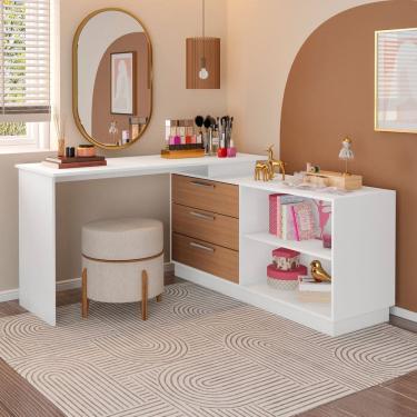 Imagem de Penteadeira com Cômoda com 3 Gavetas e 2 Nichos American Branco
