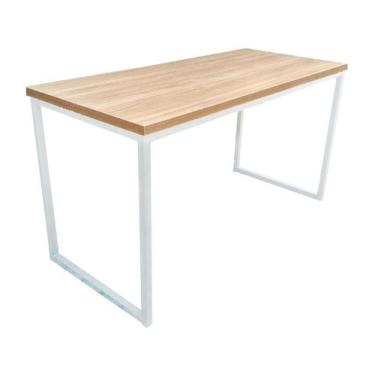 Imagem de Mesa 135x79 Branco com Carvalho - M13579BCOCAR - MADELAB MÓVEIS