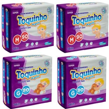 Imagem de 4 Pacotes De Fralda Toquinho Confort Sec Tamanho M E G C/340 Unidades