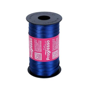 Imagem de Fita De Cetim Progresso 7Mm Com 100 Metros Azul Marinho