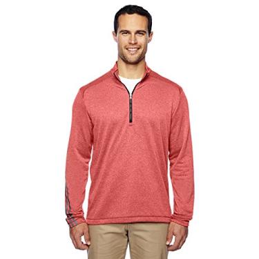 Imagem de adidas Jaqueta masculina de tecido felpudo escovado com zíper 1/4, vermelho poder/preto, pequeno