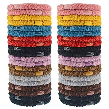 Imagem de 40 peças de laços de cabelo femininos para cabelo grosso meninas faixas elásticas de cabelo suporte de rabo de cavalo acessórios de cabelo