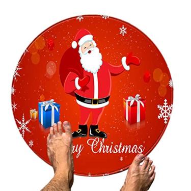 Imagem de Natal,Papai Noel Tapete Redondo - Manta piso reutilizável para cozinha quarto sala estar Fovolat