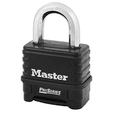 Imagem de Master Lock 1178D Pacote com 4 unidades de 5,7 cm. Cadeado de combina o redefin vel de zinco fundido ProSeries, preto