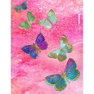 Imagem de Colorful Butterflies Composition Notebook: College Ruled, 7.44 X 9.69 Rainbow Watercolor Butterfly in Green Teal Purple Pink Gold