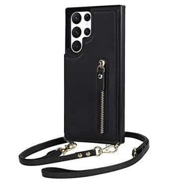 Imagem de Capa transversal para celular para Samsung Galaxy S21 S20 FE S22 Plus Note 20 Ultra Blocking Protect Card Wallet Capa de couro, preta, para Galaxy S22 Plus