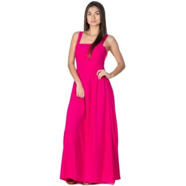 Imagem de Vestido Longo Alça Larga Liso Pink Azul Turqueza E Verde - Madame