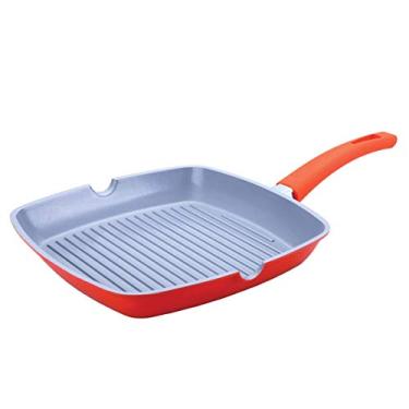 Imagem de Grill Ecolumi 28 cm, Cabo Soft Touch, Revestimento Cerâmico Interno, Gedex ECO-056, Vermelho