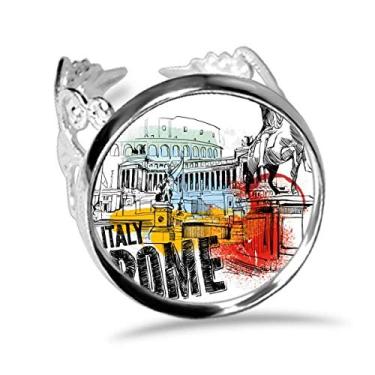 Imagem de DIYthinker Anel de noivado com paisagem romana da Itália Roma, ajustável, amor