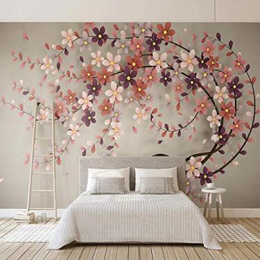 Imagem de Papel de parede com foto 3D personalizada, papel de parede com árvore de flores, papéis de parede para sala de estar, restaurante, quarto, mural, grande, floral 400 cm (L) × 280 cm (A)