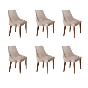 Imagem de Conjunto com 6 Cadeiras de Jantar Esmeralda I Imbuia e Off White