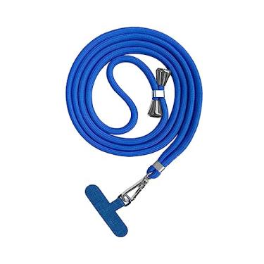Imagem de Cordão para telefone, sistema de trava de segurança, alça antiperda removível para pescoço, tira para telefone, alça de segurança para ciclismo, Azul