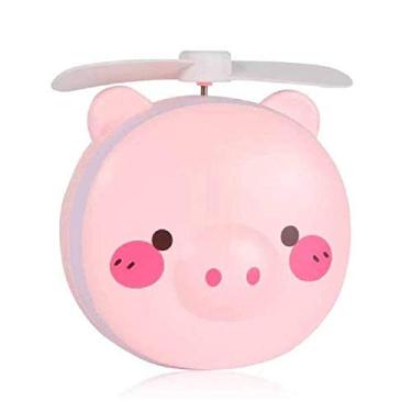 Imagem de Mini Espelho Ventilador Porquinho USB luz LED recarregável Hc Fan Portátil