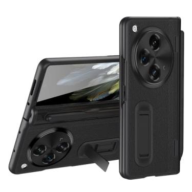 Imagem de LXURY Capa para One Plus Open, capa de telefone de couro macio premium com caneta Stylus e capa de proteção de câmera de tela à prova de choque, preta