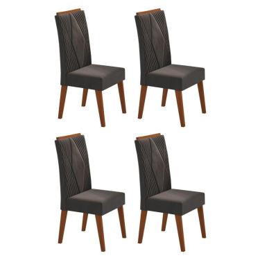 Imagem de Kit com 4 Cadeiras em Madeira Maciça Vegas Grafite