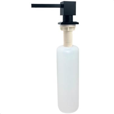 Imagem de Dona D Cor, Dispenser Detergente Preto Fosco Inox Quadrado 500ml De Embutir Pia Cozinha Porta Sabonete Líquido Dosador Aço Inox 304 Embutido Bancada Cuba Black
