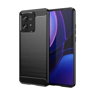 Imagem de Capa de celular para Moto Edge 40 Neo, fibra de carbono refinada, anti-queda, anti-impressões digitais, proteção total - preta