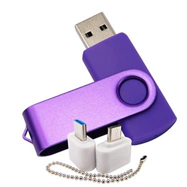 Imagem de Pen Drive USB de capacidade mini pen drives com 1 OTG (micro USB) e 1 adaptador tipo C (USB-C) para celular (roxo 512 MB)