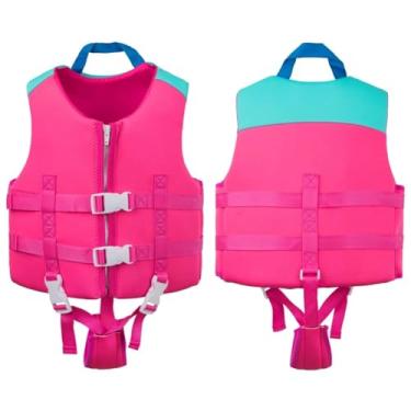 Imagem de Crianças colete salva-vidas neoprene nadar trainer colete salva-vidas de passeio rápido conforto para aprender a nadar para esportes aquáticos (M Vermelho)