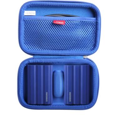 Imagem de Hermitshell Capa rígida de viagem para Samsung T7 Shield 2TB / 1TB / 4TB, SSD portátil, USB 3.2 Gen2 unidade externa de estado sólido (azul, capa para 2 discos rígidos)