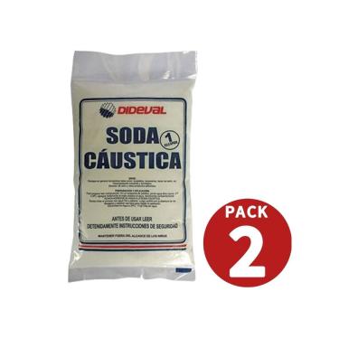 Imagem de Saco de 1 kg de pérolas de soda cáustica, pacote com 2