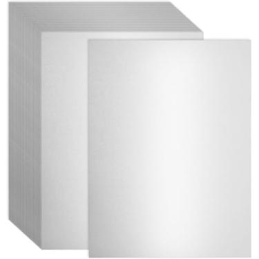 Imagem de Cartolina brilhante de 300 folhas, 21 x 28 cm, papel perolado para impressora dupla face, 250 gsm/41,7 kg, para convites, certificados, artesanato, cartões DIY (prata)