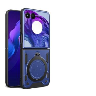 Imagem de Elubugod Capa compatível com Motorola Razr+ 2024, compatível com Motorola Razr 5, com capa de lente de câmera deslizante compatível com Motorola Razr 50 Ultra XT-2451-3 capa azul