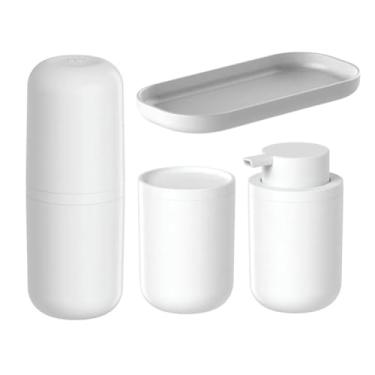 Imagem de Kit De Banheiro Lavabo 4 Peças Bold Fosco Premium Luxo (Branco)