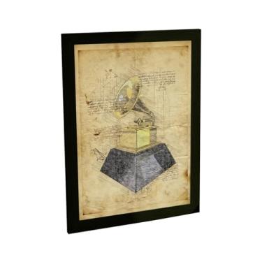 Imagem de Quadro Decorativo Fonógrafo Gramofone Projeto Musica Decoração Poster