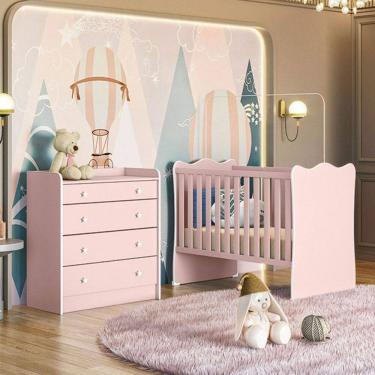 Imagem de Quarto Infantil Completo Ana 4 Gavetas Rosa - Pnr Móveis