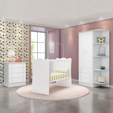 Imagem de Quarto Infantil Completo Estrela 2 Portas 7 Gavetas Branco - Pnr Móveis