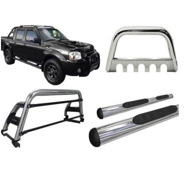 Imagem de Kit Quebra Mato Santo Antonio H2 Estribo Frontier 2007 Cromado - HOZZ