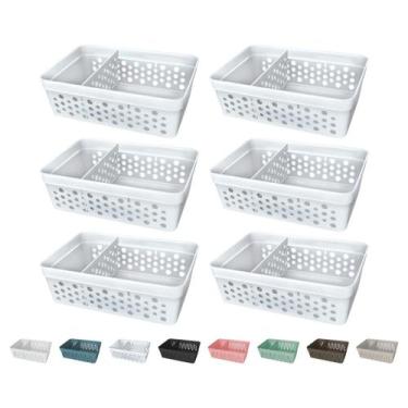 Imagem de Kit 6 Cesto Organizador Rattan c/ Divisória Removível 17x11 - Usual Ut