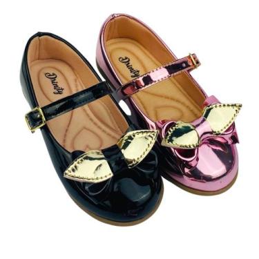 Imagem de Kit Com 2 Pares Sapatilha Infantil Menina Boneca Verniz Confortável SP