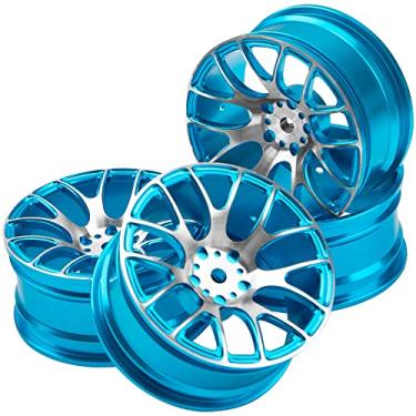 Imagem de 4Pack HIRCQOO Metal Wheel Rims 12mm Hex Hub Compatible with 1/10 On-Road Racing Touring Drift Car Tamiya TT-01 Kyosho RedCat Sakura D4 XIS HSP 1/10 RC Scales,Width 26mm (Blue)