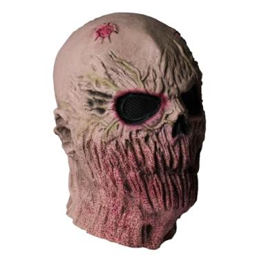 Imagem de PJMarts Mouthless Monster Halloween Scray Mask Bloody Melted Face Zombie Orc Latex Demon Evil Design Full Head Halloween horror Terror Costume Mask, Red