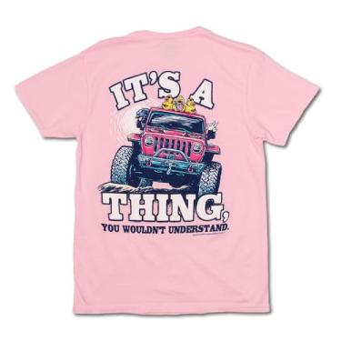 Imagem de Camiseta feminina de manga curta It's A Thing, rosa | Design de cachorro, pato, Wrangler | 100% algodão torcido