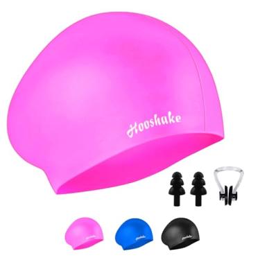 Imagem de Touca de natação, touca de natação de silicone adequada para mulheres e homens com cabelo curto e longo - rosa 1 peça