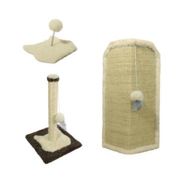 Imagem de Arranhador Gato Proteção Canto de Sofás Base Interno Brinquedo Bolinha