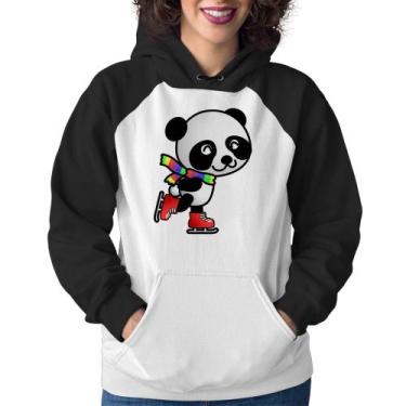 Imagem de Moletom Feminino Panda de Patins - Foca na Moda, Branco, Preto, M