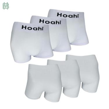 Imagem de Cueca Boxer Branca Hoahi Premium Poliamida - Kit Com 6 Oferta, CUECA B