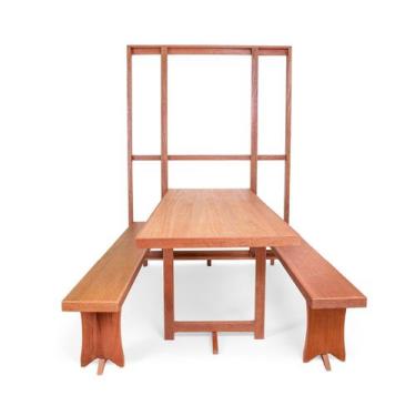 Imagem de Mesa de Parede Retrátil com 2 Bancos Madeira de LEI 2m Área Externa - 