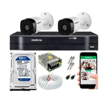 Imagem de kit 2 camera de segurança monitoramento intelbras Completo