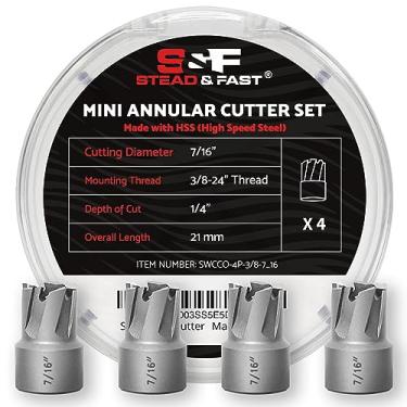 Imagem de S&F STEAD & FAST Kit de cortador de solda a ponto, pacote com 4, haste rosqueada de 9,5 mm, profundidade de corte de 0,6 cm, diâmetro de corte de 1,2 cm, broca de solda de ponto de aço de alta