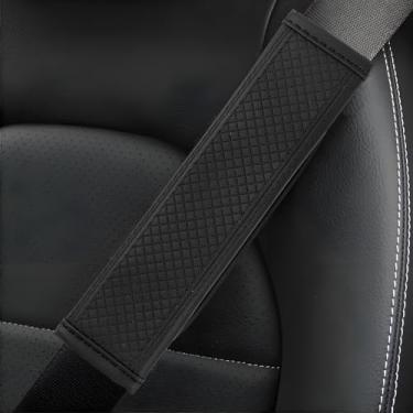 Imagem de ongfuwu Capa de cinto de segurança de carro 2 peças, capas de alça de ombro macias para uma condução mais confortável, almofadas de ombro para cinto de segurança automotivo, protetor de cinto de