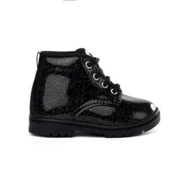 Imagem de Bota Infantil Feminina Coturno Gliter Funfy 2000G, Preto, 22