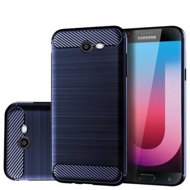 Imagem de Gufuwo Capa para Galaxy J7 2017/J7 V 2017/J7 Prime/J7 Perx/Galaxy Halo/J7 Sky Pro, capa fina fina de fibra de carbono TPU capa protetora à prova de choque para Samsung Galaxy J7 2017 azul
