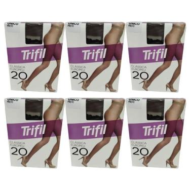 Imagem de Kit 6 Meia Calça Clássica Fio 20 Preta Único - Trifil