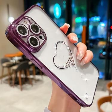 Imagem de Moda luxo diamante transparente premium vem com película de lente para iPhone12 13 14 15PorMax, roxo, para iPhone 13pro