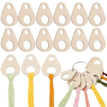 Imagem de GORGECRAFT 100 peças de organizador de fios de bordado 6 x 5 cm de madeira bordado em forma de gota ponto cruz bobinas placa organização cartão com anel de fio dental para artesanato DIY suprimentos